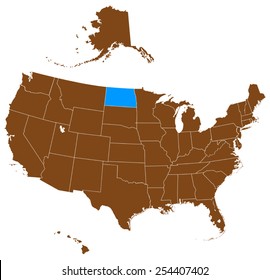 USA state Of North Dakota map