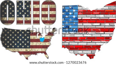 USA state of Ohio on a brick wall - Illustration