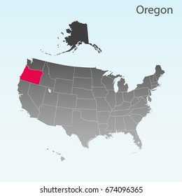 USA state Of Oregon map 