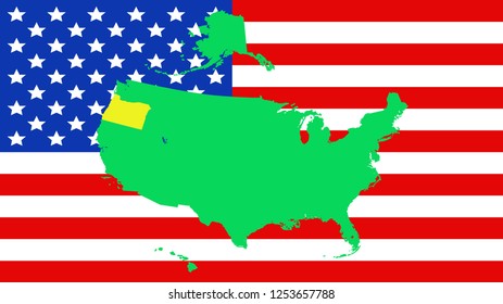 USA state Of Oregon map on a flag background