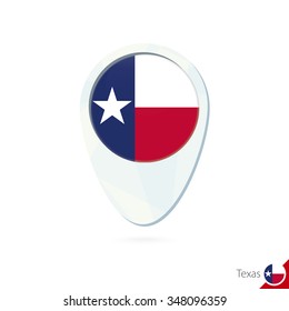 USA State Texas flag location map pin icon on white background. Vector Illustration.