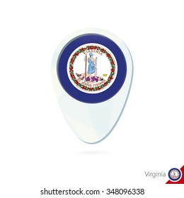 USA State Virginia flag location map pin icon on white background. Vector Illustration.