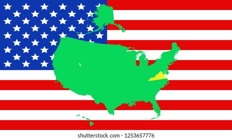 USA state Of Virginia map on a flag background