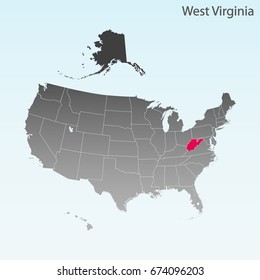 USA state Of west Virginia map