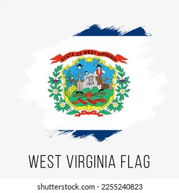 USA State West Virginia Vector Flag Design Template. West Virginia Flag for Independence Day. Grunge West Virginia Flag