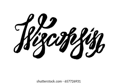 USA State Wisconsin Hand-lettering Sign
