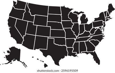 USA States and Borders Map, High-Quality United States Road and Political Map, Printable and Editable Geographic Travel Guide, American Digital Atlas for Navigation, Regional Outline Vector