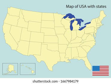 usa states colorful map, vector illustration 