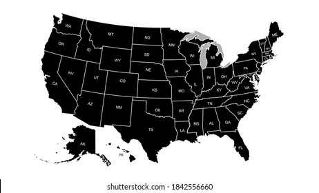 Usa states map. Infographic USA map with white states. Poster vote presidential election. Vector template, basic design.