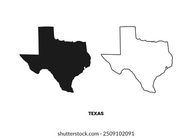 USA states map silhouette, texas map America state map vector outline of united states of America for geography, educational, learning tool