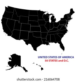 USA States Map Vector Image - all states on separate layers and named accordingly