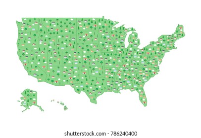 USA states real estate flat map