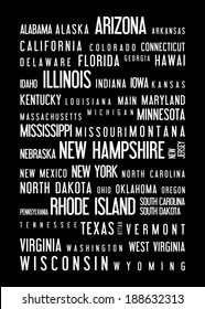 USA states - typographic poster
