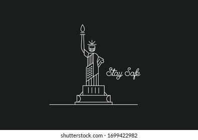 USA Statue of Liberty Landmark. Patriotic America vector illustration