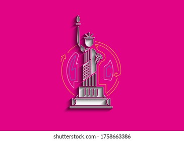 USA Statue of Liberty Landmark. Patriotic America vector illustration