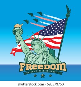 USA Statue of Liberty Logo vector templates vector illustration. Symbols of the United States of America. Logotype