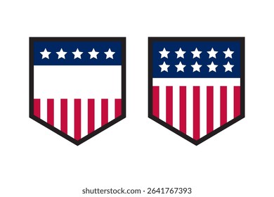 Usa stickers flag labels icon set