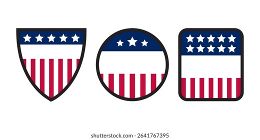 Usa stickers flag labels icon set