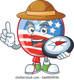 A USA stripes balloon explorer cartoon design having a compass