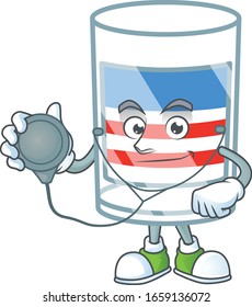 USA stripes glass mascot icon design as a Doctor working costume with tools