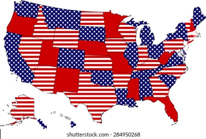 Usa Stripes Stars Patriotic Map Stock Vector (Royalty Free) 284950268 ...