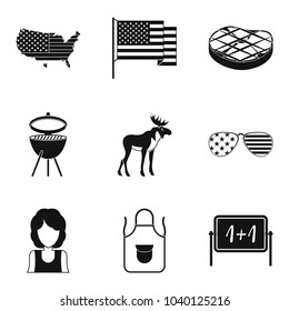 USA style icons set. Simple set of 9 USA style vector icons for web isolated on white background