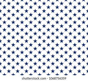 USA style seamless pattern blue stars on white background. Vector illustration.