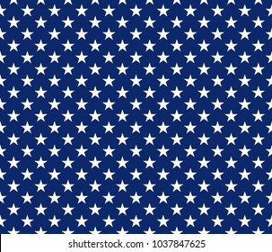 USA style seamless pattern white stars on blue background. Vector illustration.