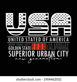 Usa Stylish Typography Graphic T shirt Stock Vector Illustration Design