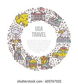 Usa symbols in a circle with place for your text