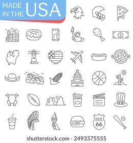 USA symbols icons. Symbols of America. United States elements illustration. EPS 10.