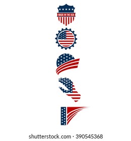 USA symbols logo stripes design elements. Vector graphic design