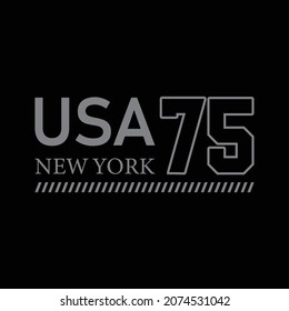 USA t shirt design, cutting, 75, 1975, new york, orange 