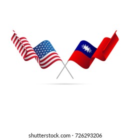 USA and Taiwan flags. Vector illustration.