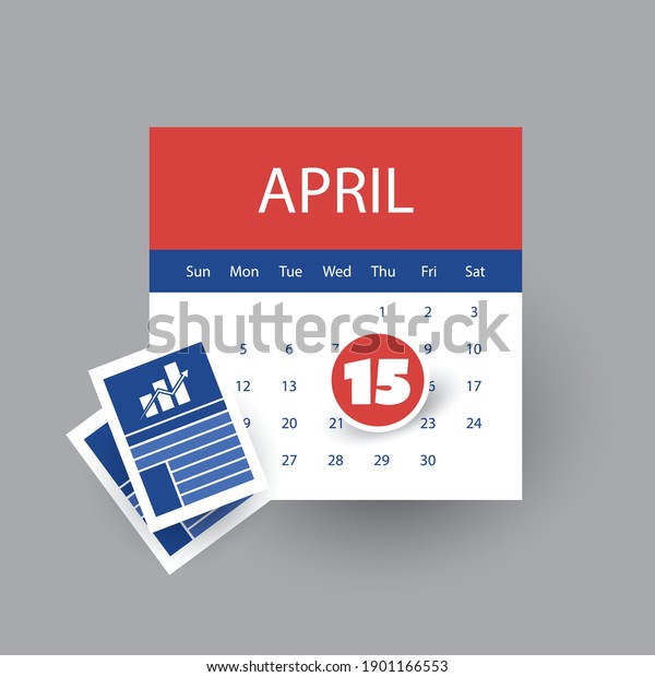 USA Tax Day\
Concept - Calendar Design Template - Tax Deadline, Due Date for\
Federal Income Tax Returns: 15th\
April