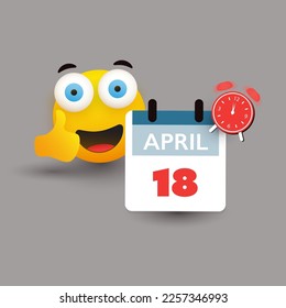 USA Tax Day Concept - Vector Calendar Design Template - Tax Deadline, Due Date for IRS Federal Income Tax Returns: 18th April, Year 2023