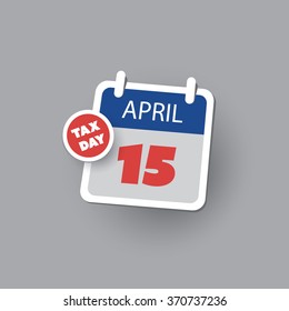 USA Tax Day Icon, IRS Federal Income Tax Deadline Reminder,  Simple Calendar Design Template, April 15th