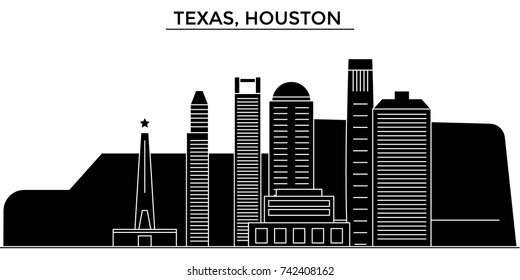 Usa, Texas, Houston architecture vector city skyline, travel cityscape with landmarks, buildings, isolated sights on background