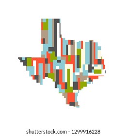 USA Texas State Pixelated Abstract Map. Vector Design