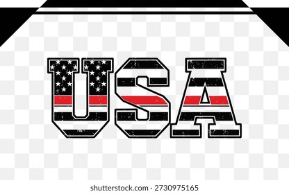 Usa text with american flag pattern isolated on transparent background