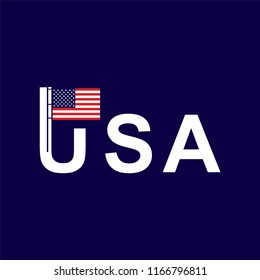 USA text with flag campaign logo vector template