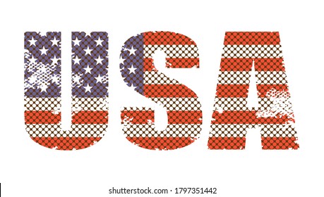  USA text with flag in grunge style.