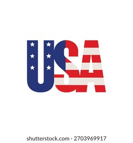Logotipo tipográfico de la bandera de texto de los Estados Unidos