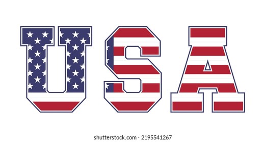 USA Text Flag Vector Background Illustration