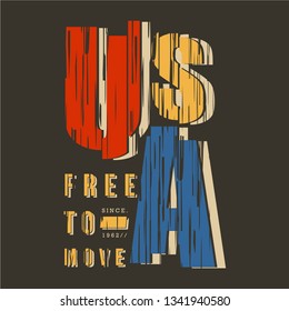 usa text graphic typography design vector for printed t shirt and other use