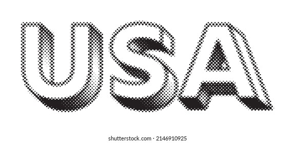 USA Text With Halftone Effect.Halftone USA Logo.