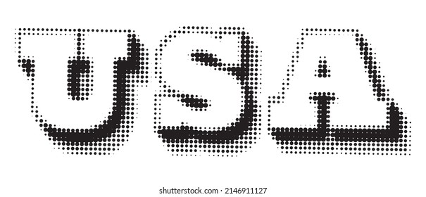 USA Text With Halftone Effect.Halftone USA Logo.