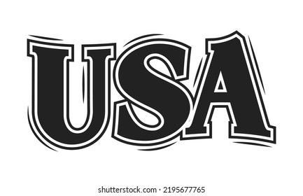 USA, USA Text, United States Lettering, USA Logo, USA Sign,  United States of America, Veteran's Day, Labor Day, Memorial Day, Vector Illustration Background