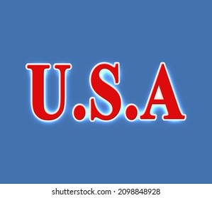 USA text vector, blue background, simple USA text vector