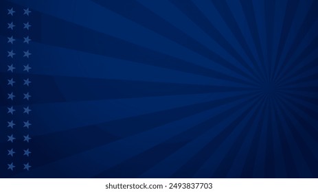 USA theme banner design of stars and sun burst on blue background with copy space illustration